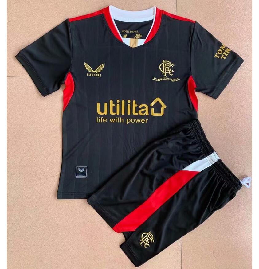 2021/22 Glasgow Rangers Kids Away Soccer Kits Shirt With Shorts